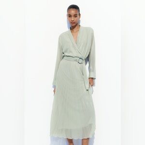 ZARA PLEATED FOIL DRESS